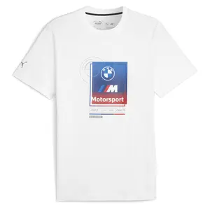 PUMA Mens Bmw M Motorsport Graphic Crew Neck Short Sleeve Casual Tops Casual - White