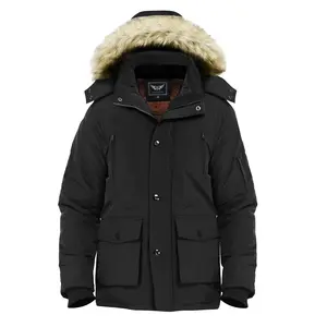 JYG Men's Winter Thicken Coat Warm Puffer Parka Jacket with Faux Fur Removable Hood