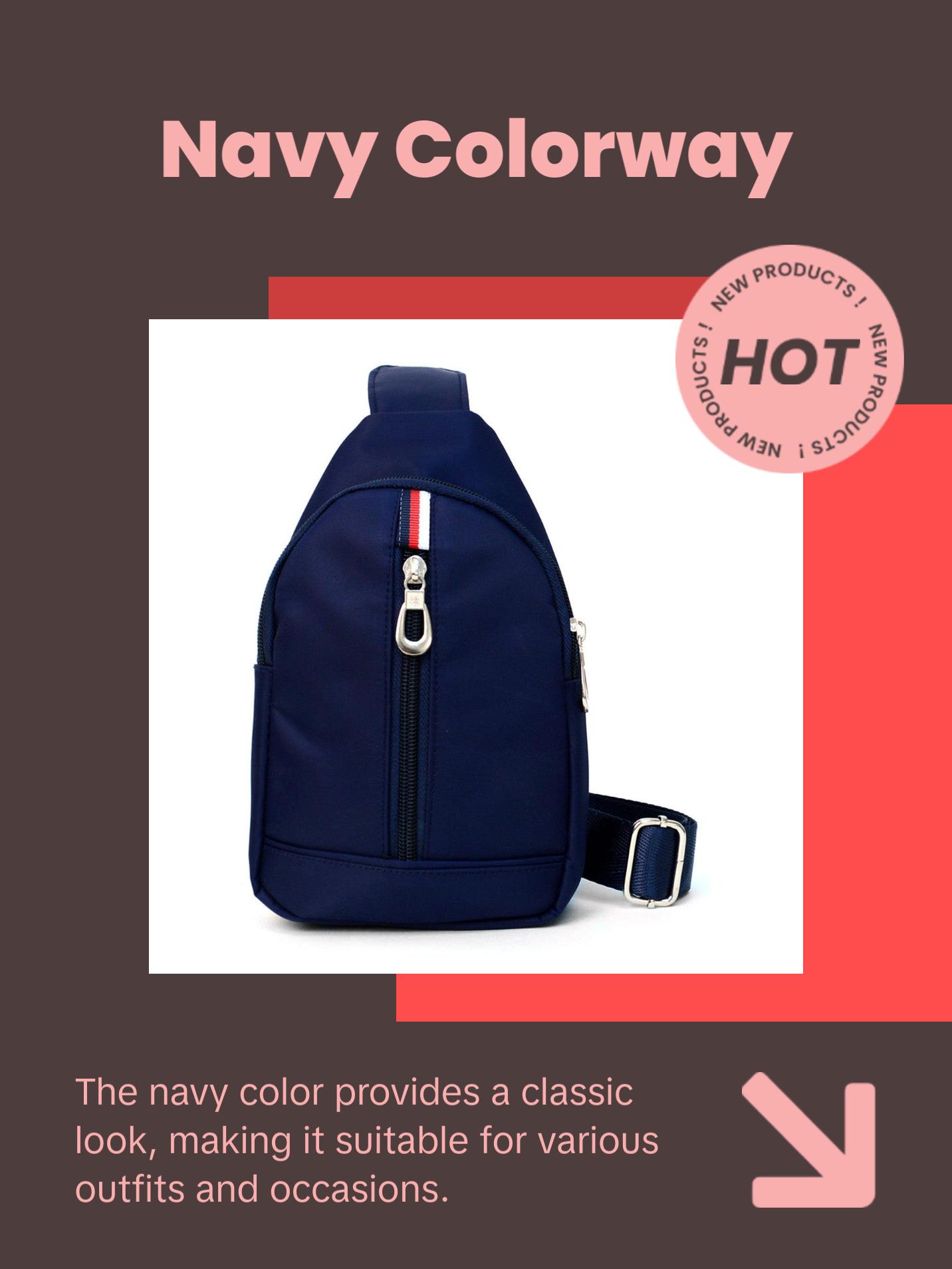 Navy Crossbody Sling Bag with Padded Interior - Compact and Functional