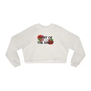 Flower Power Women's Cropped Fleece Pullover - Casual Sweatshirt for Spring, Everyday Wear, Gifts, Spiritual Vibes, Summer Style