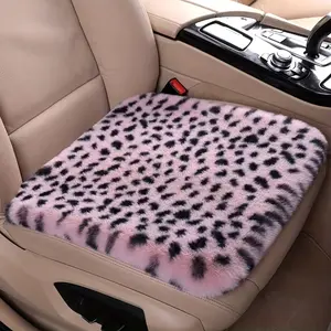 Car plush seat cushion, Seat protectors cushion, with black leopard print design, elevates the interior style. It fits and doesn't shift, making it a warm winter seat cushion. Easy to disassemble and machine washable, suitable for most vehicle models