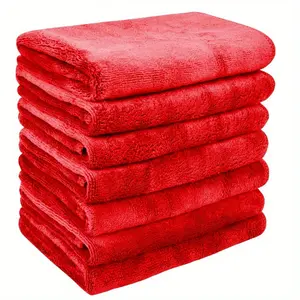 7-Pack Hypoallergenic Microfiber 80% Polyester 20% Nylon Soft Facial Towels, Quick-Drying Reusable Unscented Alcohol-Free Makeup Remover Cloths for All Skin Types - Red