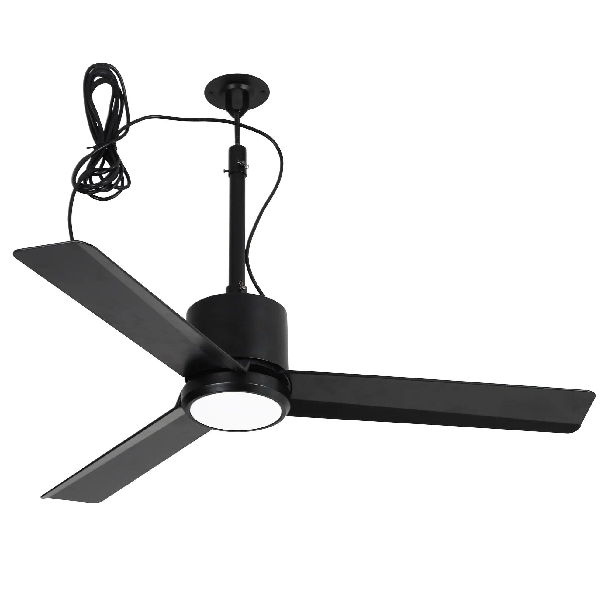 42" Outdoor/Indoor Ceiling Fan with Light | IP65 Waterproof Black | Remote & Convenient Hanging Hook