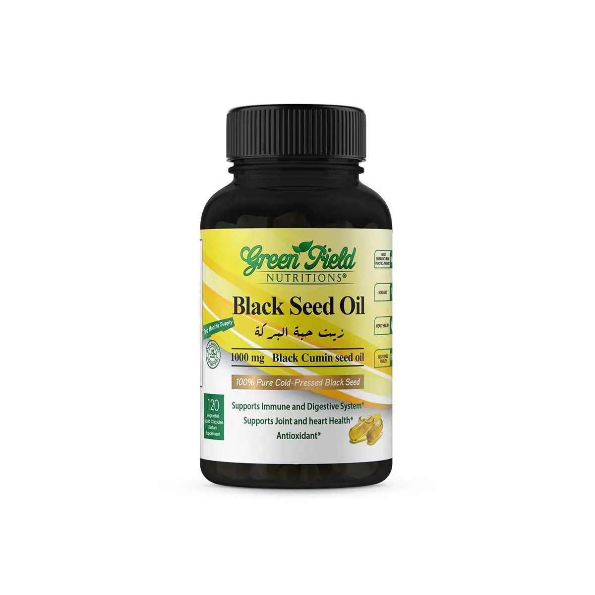 Greenfield Nutritions - Halal Black Seed Oil, for Immune Support, 90 Liquid Veggies Capsules