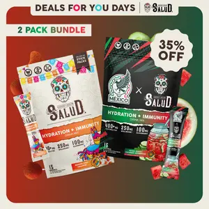 Salud 2-in-1 [Viva México Bundle] Agua Fresca Drink Mix, Hydration + Immunity, Electrolytes Powder, Agua Fresca Drink Mix, Elderberry, Dairy & Soy Free, Non-GMO, Gluten Free, Vegan, Low Calorie, 1g Sugar (2-Pack, 30 Servings), Deals For You Days