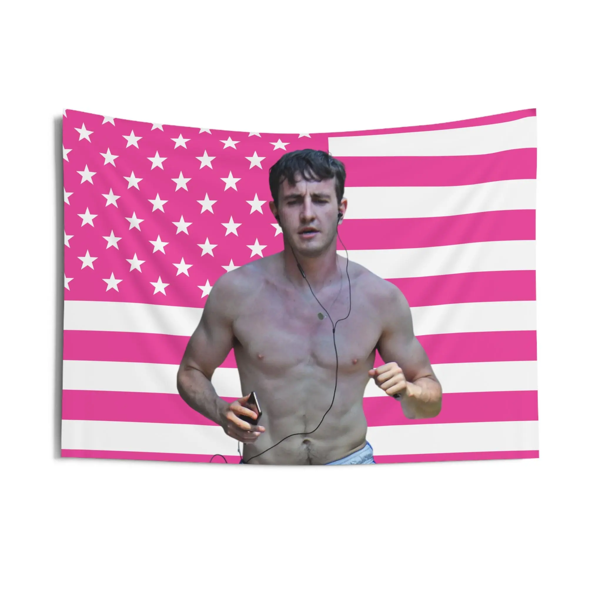 Paul Mescal Flag, Pink Aesthetic Wall Flag, Hamnet Shirtless Flag, Actor Fan Room Decor hot actor wall art tv show tapestry