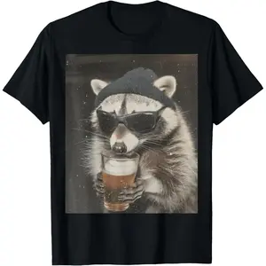 Funny Gangster Raccoon Drinking Beer Trashed Panda Meme T-Shirt