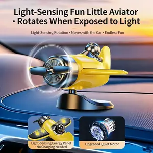 Car Dashboard Drifting Rotating Airplane Ornament, Solar Airplane Dashboard Ornament,Aircraft Fighter Pilot Car Decoration,Car Dashboard Drift Ornament for Car Interior Dashboard Accessories multiple