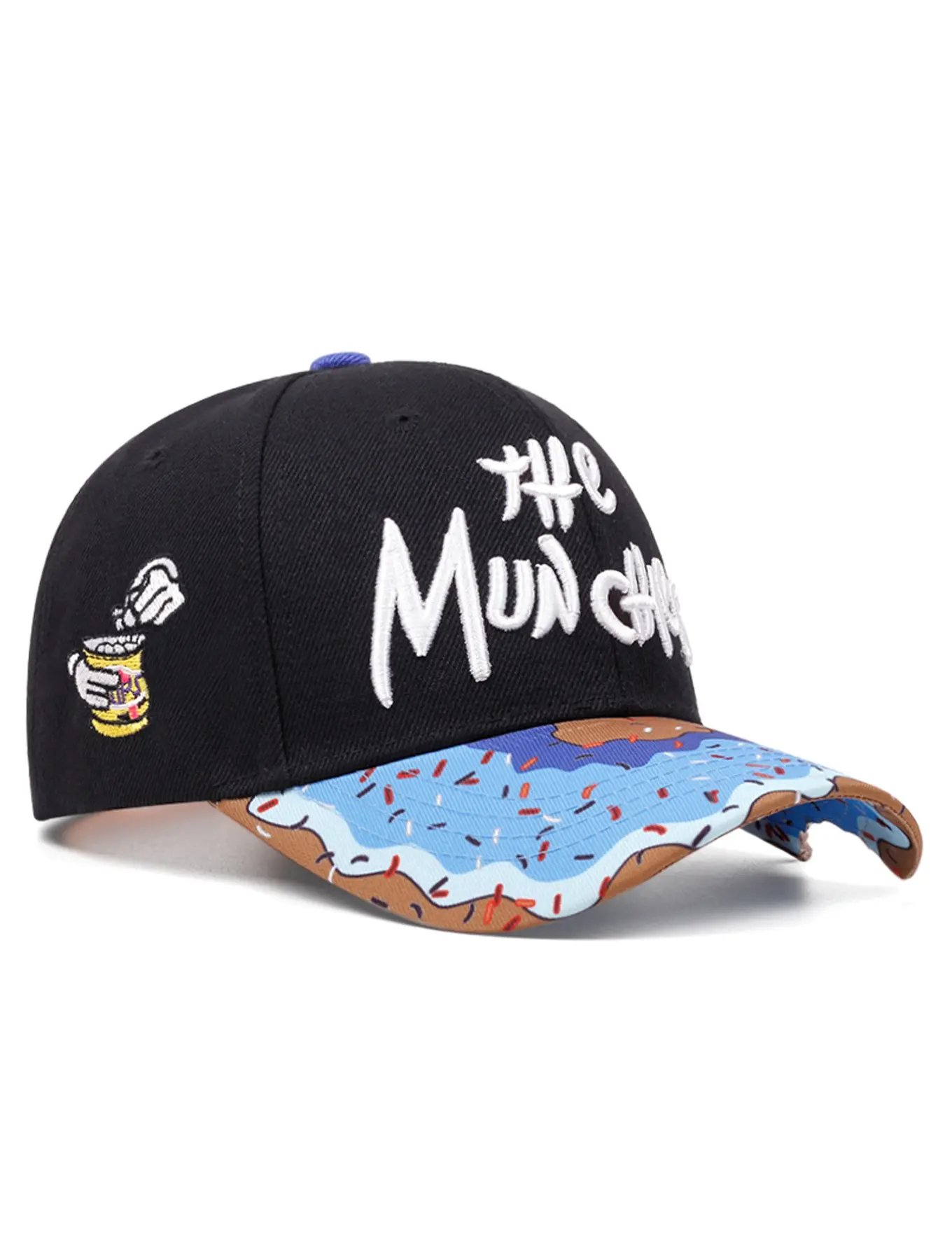 2026 New Cartoon Fashion Hip Hop Embroidery Trendy Hat Embroidered Donut Printed Baseball Hat, Fitted Snapback Hats, Street Skateboarding Hat Outdoor Leisure Sports Sunshade Hat Male Female Same Style Adjustable Snapback Cap