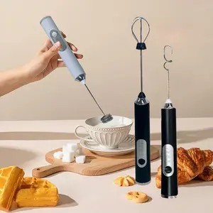 Milk Whisk for Coffee, Stirrer Handheld USB Rechargeable Electric Whisk with 3 Stirring Heads, 3 Speeds for Latte, Cappuccino, Hot Chocolate