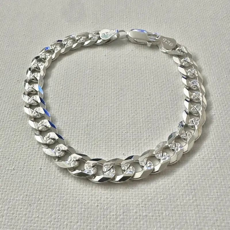 Esclava cubana diamantada de plata 925 Italiana 8inx8.2mm -Producto #62