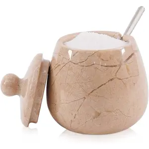 Marble Salt Cellar with Lid – 3.5 Inch Salt Jar Salt Dish Holder Table Salt Container Spice Jar Sugar Bowl Seasoning Dispenser for Kitchen Countertop