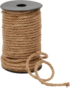 100 Feet 5mm Thick Twisted Nautical Rope for Crafts and Gift Wrapping - Decorative Hemp Jute String Twine (Brown)