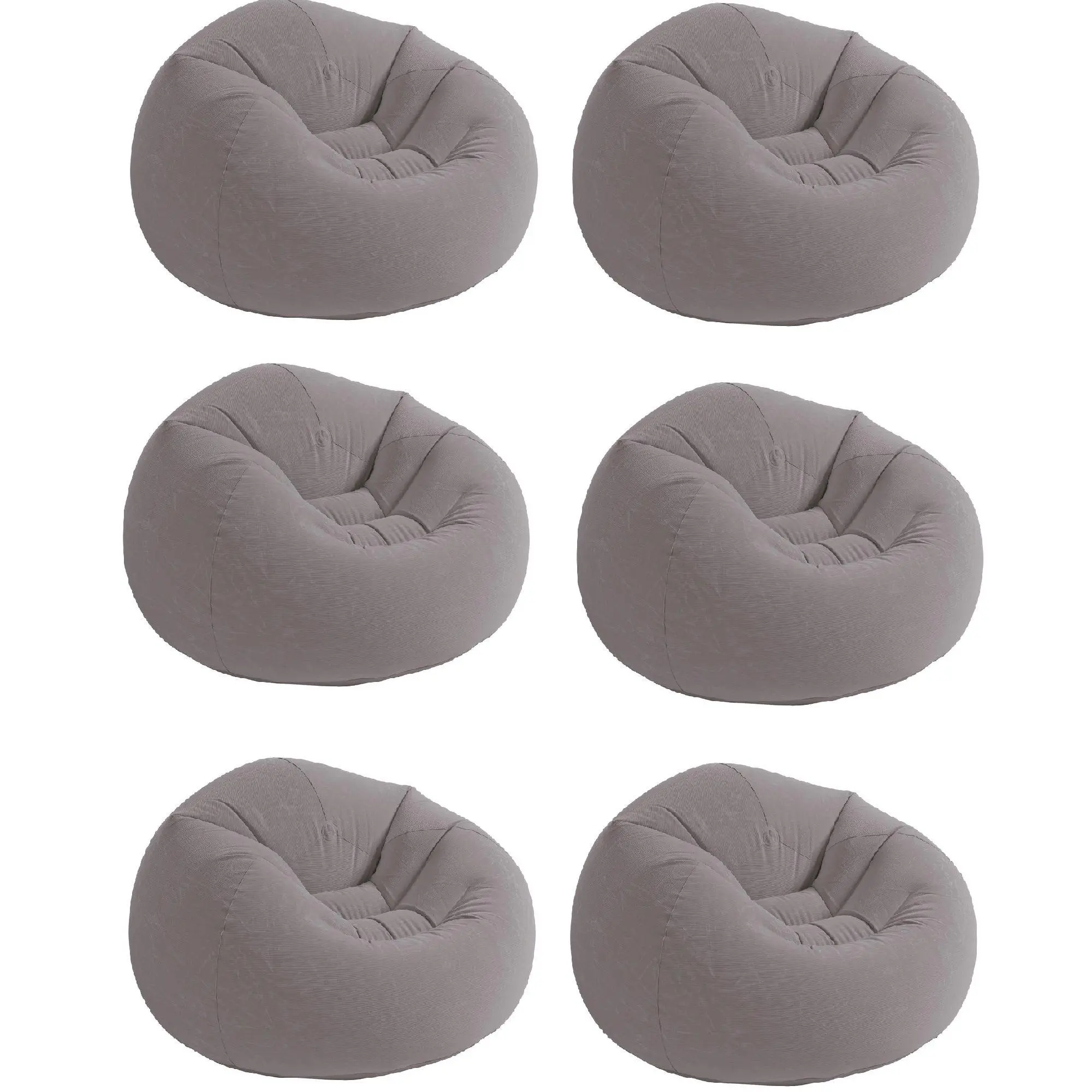 Intex Inflatable Beanless Bag Chair, Portable Blowup Lounge Seating, 6 Pack Gray Intex Inflatable Beanless Bag Chair, Portable Blowup Lounge Seating, 6 Pack Gray