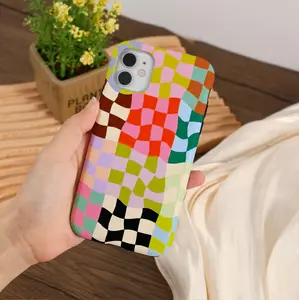 Colorful Distorted Checkered iPhone Case Cover for iPhone 17 16 15 14 13 12 Pro Max Plus Mini iPhone 14 13 12 11