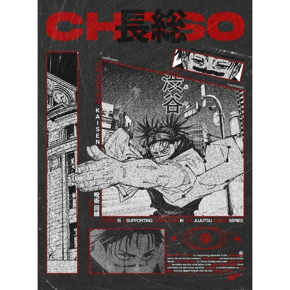 [Sale Up To 50% Off] Choso Anime Poster - Unframed 12x18in Mountable Paper Photo Print, Vibrant Cartoon Art Illustrations, Wardrobe & Home Wall Decor with Plaid, Polka Dot, Houndstooth Accents for Anime Fans