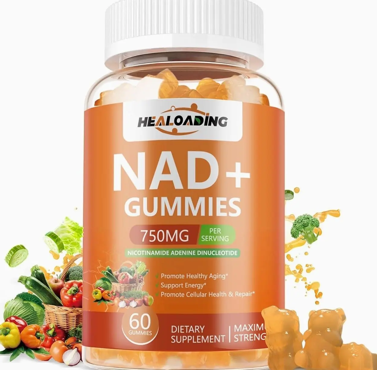 NAD+ Gummies NAD Resveratrol Supplement : NAD Supplements for Women Aging Defense Absorption Than Nicotinamide Riboside Boost Vitamin B3 D3 Sodium Zinc Support Cellular Health Energy and DNA Repair
