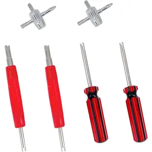 Tire Valve Removal Tool Installation Kit, 4-Way Valve Tool Single/Dual Head Valve Core Remover Tire Repair Stem Tool (6PCS)