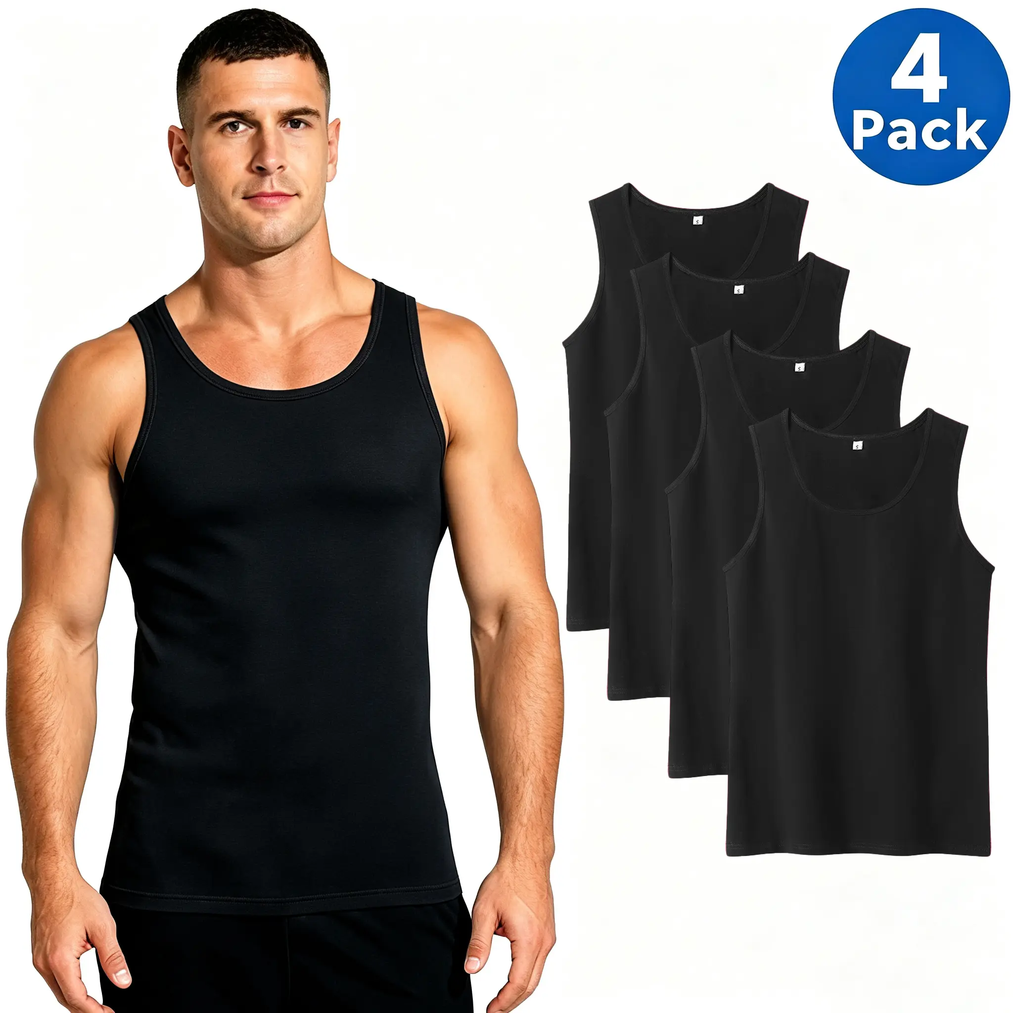 4-Pack/1-Pack  Men’s Basic Tank Tops – Soft Breathable Fabric, Sleeveless Round Neck Slim Fit Undershirts, Lightweight Athletic Vests For Gym Workouts, Running, Daily Loungewear And Everyday Casual Wear outdoor cycling