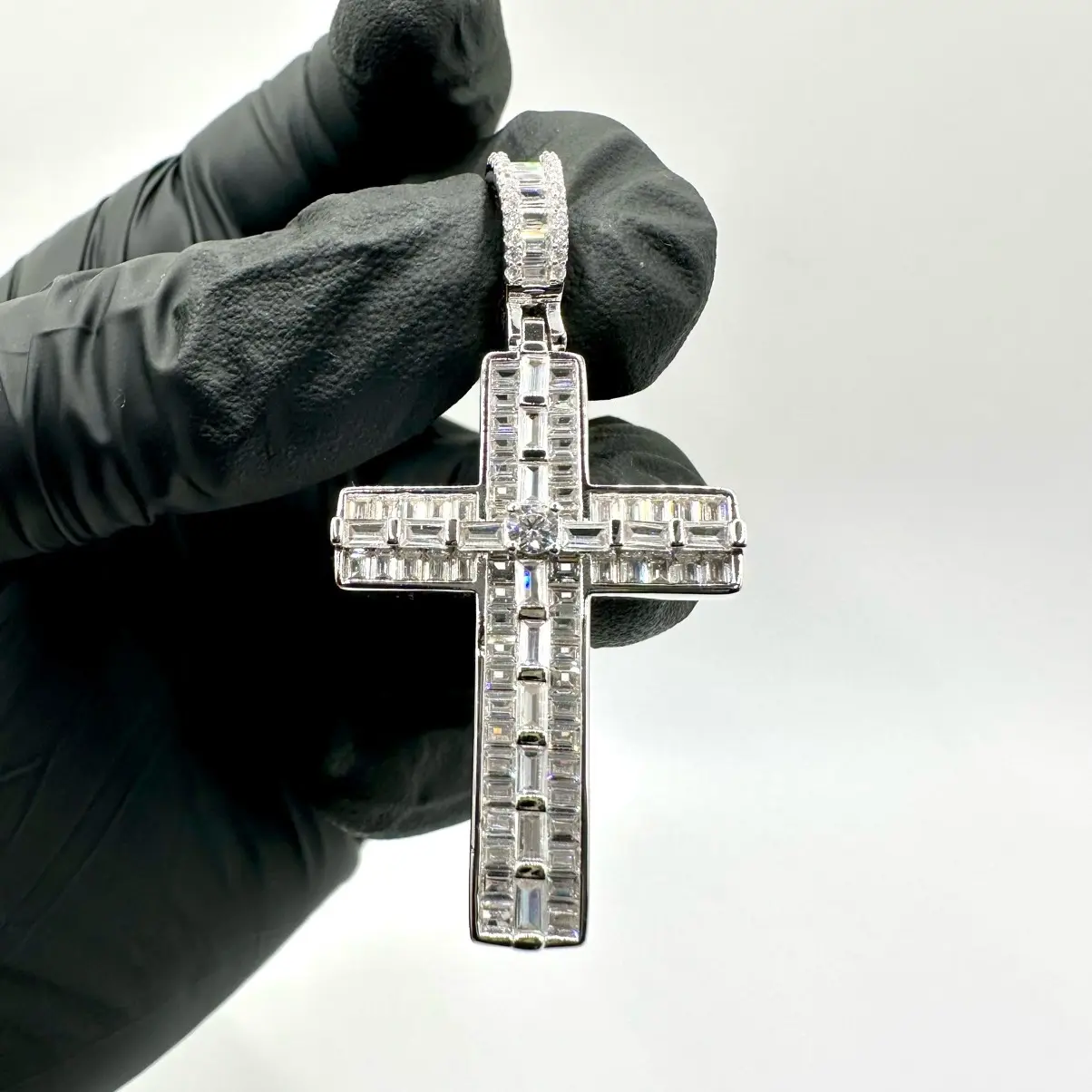 Cross Sterling Silver 925 Pendant Necklace Charm for Religious Christening - Unisex Jewelry s925 Iced Out