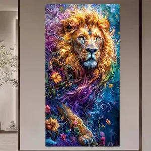 1 set of DIY diamond painting kit, 5D diamond art set, DIY decor lion, vibrant, colorful mosaic, diamond art, DIY art home decoration, Diy Craft Supplies