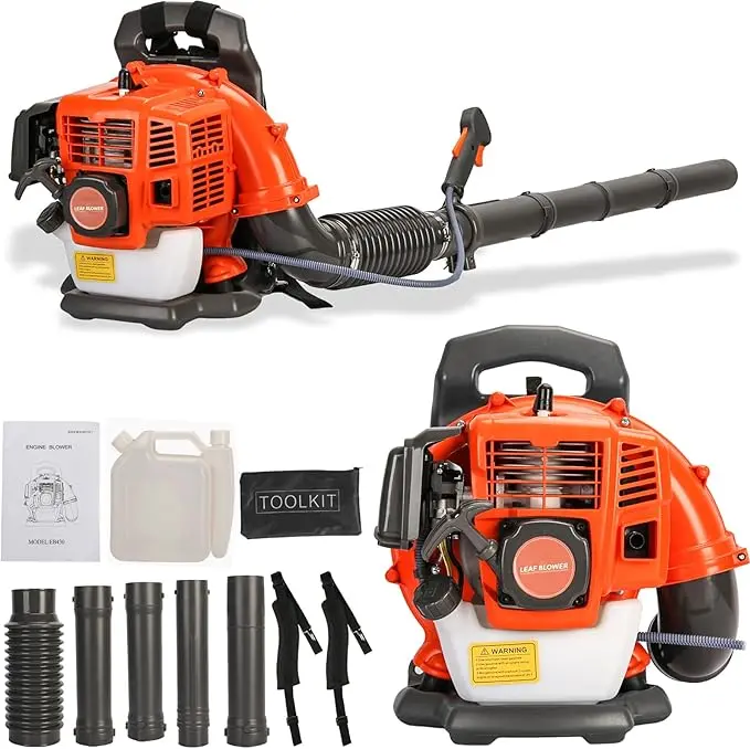 【DealsForYouDays】52CC Gas-Powered Backpack Leaf Blower, 3HP 2-Stroke Air-Cooled Engine, 550CFM Ergonomic Lightweight & Flexible Garden Tool with Connecting Tube & Power Head for Outdoor Grass Lawn Clearing, Engine Power