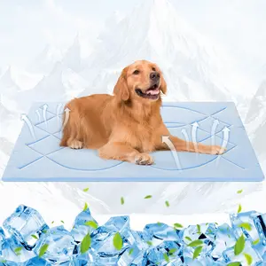 Dog Cooling Mat,Q-Max>0.4 Self-Cooling Mat for Dog Reversible (Cool & Warm), Double-Sided Pet Cool Pads for Summer, Crate, Kennel, Machine Washable, Non-Gel, Blue+Grey