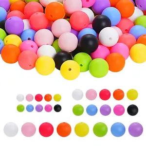 50pcs Silicone Beads for DIY Jewelry Making, Colorful Soft Focus Beads for Bracelets, Pens Decorations, Keychains & Necklaces, DIY Beading Accessories