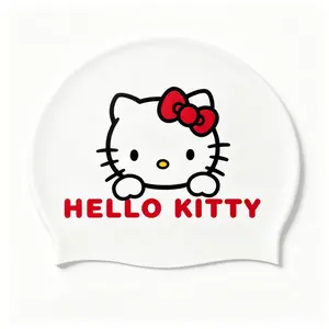 SANRIO Hello Kitty Swim Cap – Kawaii Elastic Waterproof Silicone Swimming Cap for Pool, Beach and Water Sports, Perfect for Women and Girls