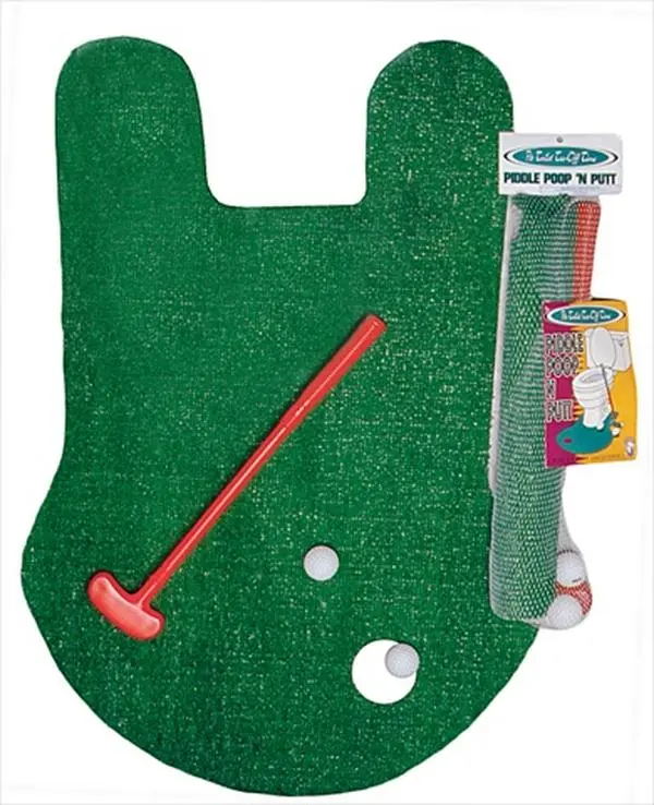 212 MAIN Novelty Indoor Golf Game Set, Bathroom Putt Practice Kit with Green Rug, Putter & 2 Balls for Home, Office, Innovation