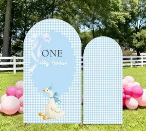15-day Delivery Silly Goose Baby Shower Arch Cover Backdrop Light Blue Plaid Party Girl Boy