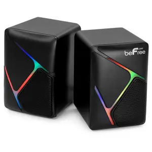 beFree Sound Dual Compact LED Gaming Desktop Speakers
