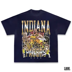 Indiana Pacers Conference Champs 2025 Graphic Tee, Y2K Rap Streetwear T-Shirt, Unisex Crew Neck Tee, Vintage Hip-Hop Graphic, Sports Style, Casual Cotton Fit