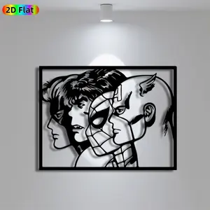 1pc Avant - Garde Superhero Faces Metal Wall Art, Avant - Garde Superhero Faces Statue Mural, Iron Craft, Perfect for Living Room, Lounge, Outdoor Space Decor, Intricate Craftsmanship, Artistic Metalwork, New Year Decor, Ideal Gift for Trend Seekers