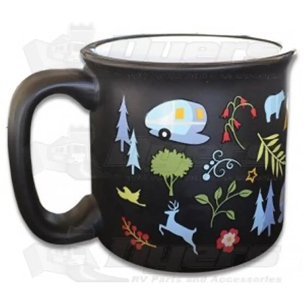 Camp Casual C4G-CC004BLK 15oz Portable Ceramic Travel Mug - Dishwasher Safe, Heat Resistant, Ideal for Coffee, Tea, Coffee Time, Into the Woods Outdoor Camping