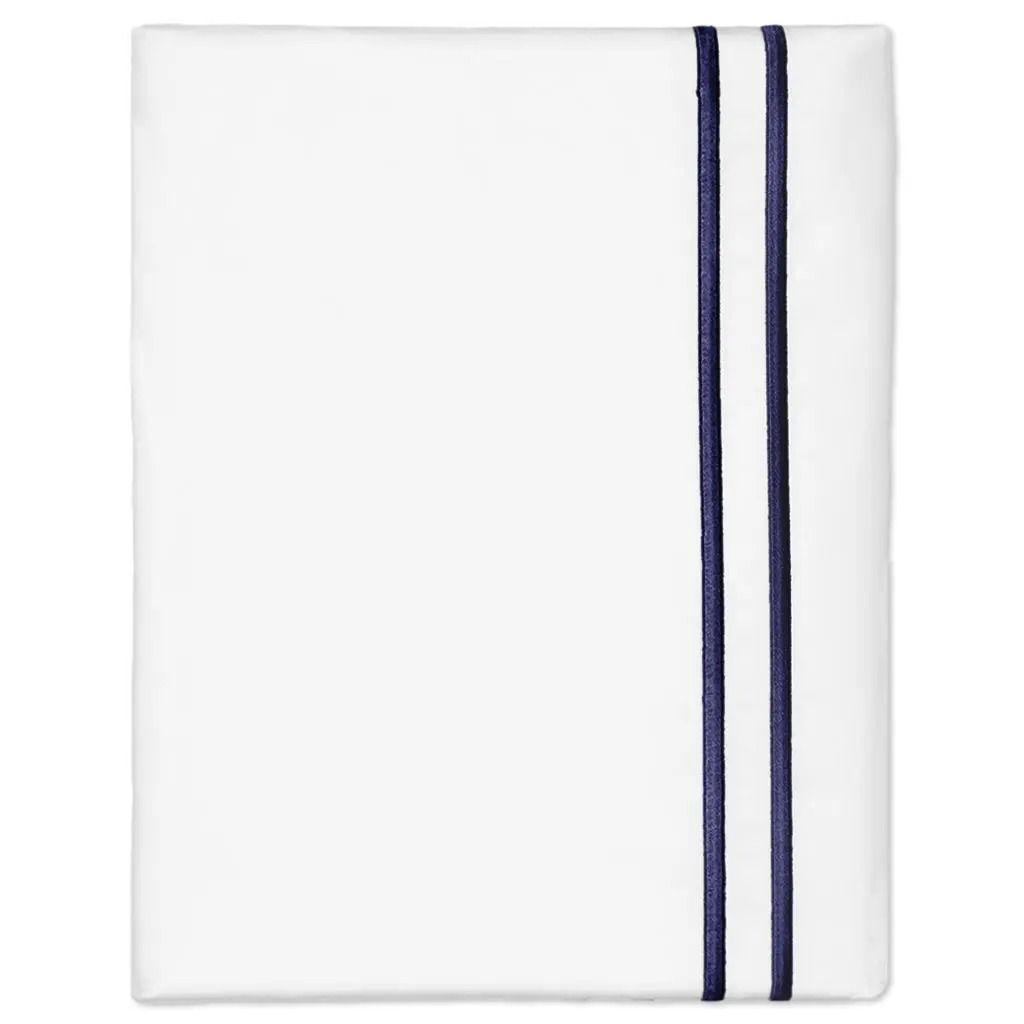 Navy Lines Embroidered Pillowcase Pair