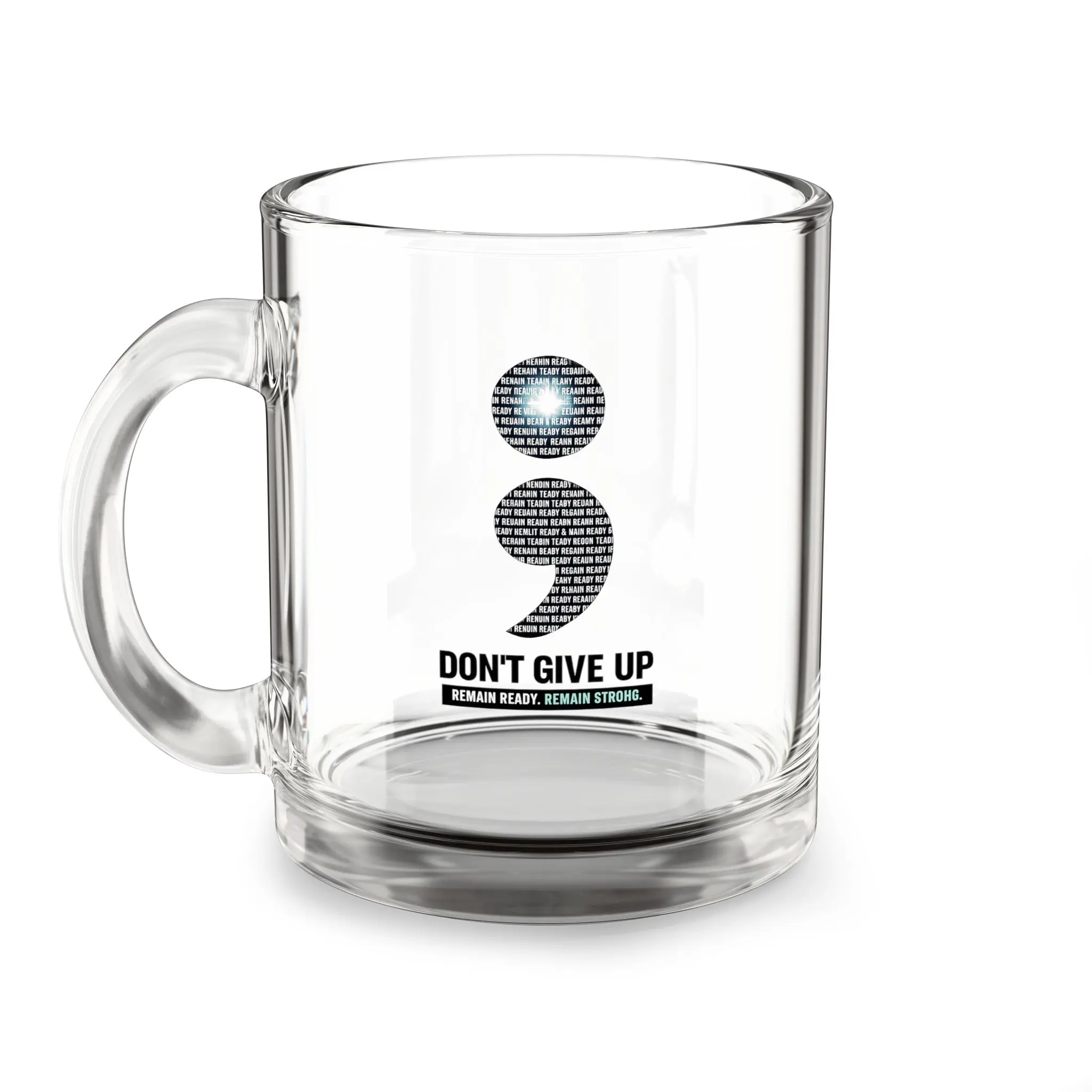 Semicolon Mental Health Awareness Glass Mug | Don't Give Up 10oz