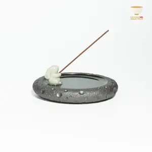 Wu Junjie “Moon Series” Meteor Glaze Teacup Lid-holder Incense-Holder  | Handcrafted Lunar-Texture Cup | High-Fired Iron-Body Ceramic Cup