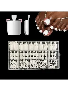 White Toe Nail Press Ons, Press On Toenails for Women, 150pcs White Toe Press On Nails tips, Fake Toenails Acrylic Toe Nail Tips Short Square False Toenails Artificial DIY 15 Sizes