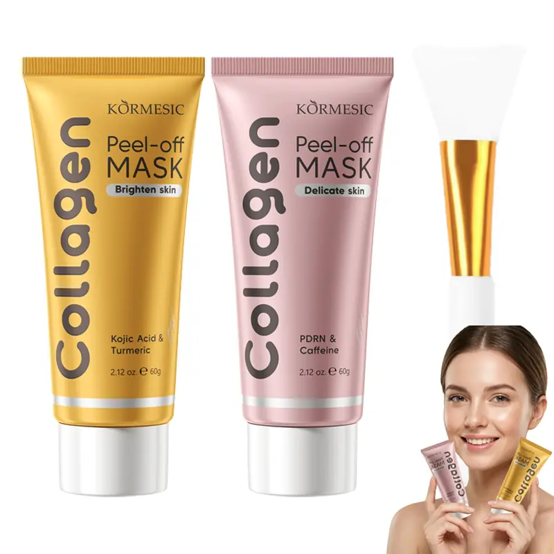 Collagen Peel-Off Mask – Hydrating Korean Face Mask , Kojic Acid &Turmeric, PDRN &Caffeine, Glowing Skin – All Skin Types, Cooling peel-off mask for smoother prep and a hydrated feel Flawless Flawless, Summervibes，Korean Skincare
