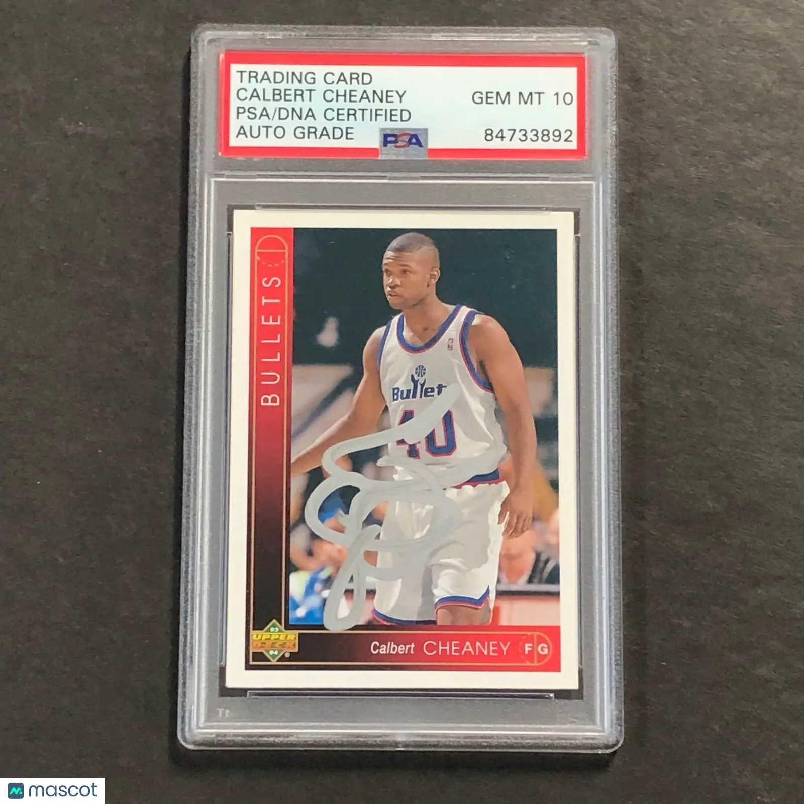 1993-94 Upper Deck #354 Calbert Cheaney Signed Card AUTO 10 PSA Slabbed Bullets