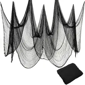 Halloween Black Spooky Gauze Cloth Decor, 40×200 in Haunted House Banners, Home & Festive Party Supplies for Indoor-Outdoor Use