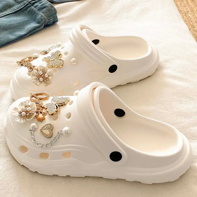 Summer Trendy Korean Style Soft Sole Holey Shoes for Women, Eva Outdoor Casual Comfortable Fashion Versatile Beach Sandals, Daily Commute Footwear, Fashionable Slippers, Lightweight Breathable Slippers