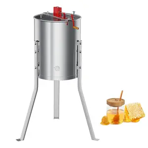 GARVEE Honey Extractor, 4-8 Frame Manual Honey Extractor Stainless Steel Honey Spinner with Transparent Lid Adjustable Height Stand Beekeeping Equipment for Honeycomb Extraction Centrifuge