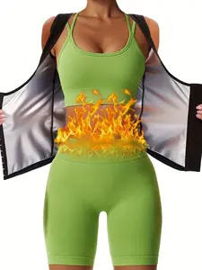 Three-row buckle waist training sauna vest, fashionable slimming sports top for women, sweat-absorbing shaping tight-fitting top, running yoga set, sexy fitness outerwear with PU coating abdominal binder.