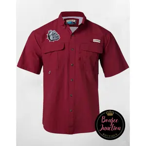 Maroon Magellan Button Down with Embroidered Mascot