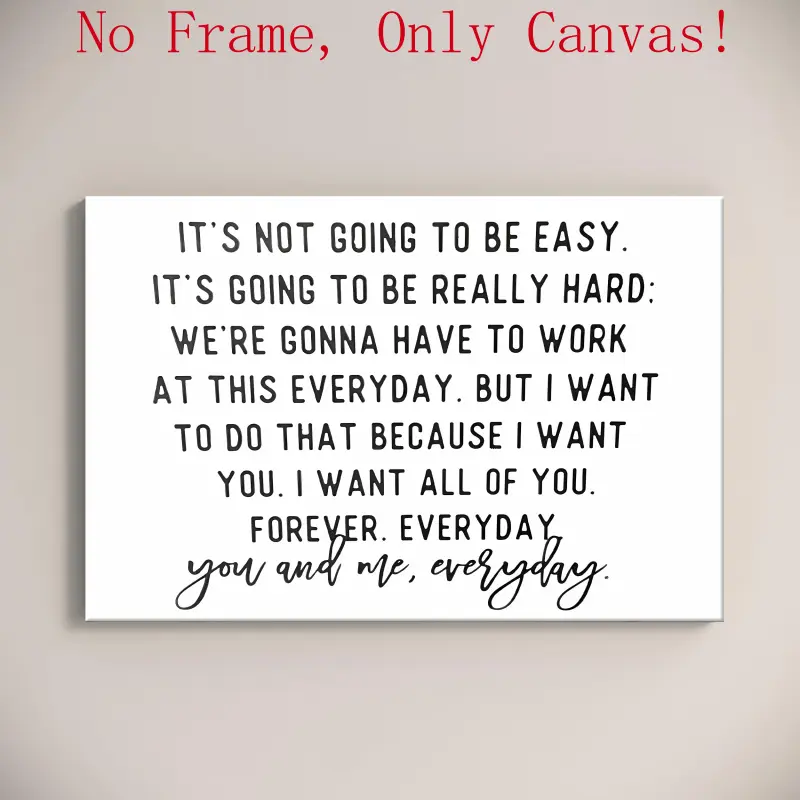 16x24 inch & 08x12inch(20x30cm) Unframed Canvas Wall Art Print, Romantic Text Love Message, Modern Black-White Typography, Farmhouse Minimalist Master Bedroom Decoration, Couple Anniversary Gift