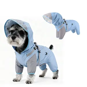 Quick-Dry Dog Raincoat with Hood - 100% Waterproof & Windproof Pet Rain Jacket - Reflective Safety Strips for All Weather - Easy On/Off Rain Gear for Small Medium Large Dogs
