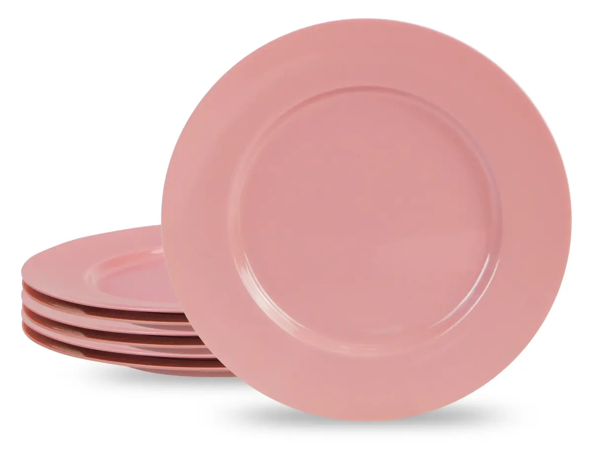 212 MAIN 6pc Melamine Material Salad Plates, Pink Dinnerware Set for Serving