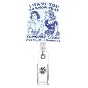 Retractable Badge Reel, Acrylic ID Card Holder with Clip for Nurses, Doctors, Students & Office Staff, Identification Badges & Supplies